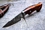 BIGCAT ROAR 10″ PATENTED Handmade Damascus Hunting Knife with Leather Sheath - Ideal for Skinning, Camping, Outdoor - EDC Fixed Blade Bushcraft Knife with Walnut Wood Handle - Predator Hunter