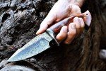 BIGCAT ROAR 10″ PATENTED Handmade Damascus Hunting Knife with Leather Sheath - Ideal for Skinning, Camping, Outdoor - EDC Fixed Blade Bushcraft Knife with Walnut Wood Handle - Predator Hunter
