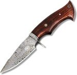 BIGCAT ROAR 10″ PATENTED Handmade Damascus Hunting Knife with Leather Sheath - Ideal for Skinning, Camping, Outdoor - EDC Fixed Blade Bushcraft Knife with Walnut Wood Handle - Predator Hunter