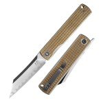 Miki Camping Pocket Folding Japanese Knife, Frag Pattern brass Handle, Japanese SLD-MAGIC Steel Blade, Pocket Clip, Camping Outdoor Fishing And Everyday Carry EDC Knife