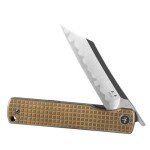 Miki Camping Pocket Folding Japanese Knife, Frag Pattern brass Handle, Japanese SLD-MAGIC Steel Blade, Pocket Clip, Camping Outdoor Fishing And Everyday Carry EDC Knife