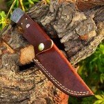SharpWorld 10 Inches Beautiful Damascus Knife Made Of Full Tang Damascus Steel Wood Handle/w Brown Leather Sheath TJ112