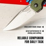Kizer Mini Militaw Pocket Knife for EDC, 2.82'' D2 Blade Folding Knife, Brown & Green G10 Handle Small EDC Knife with Pocket Clip, Camping Hunting Knife for Men Women Gift V3634SM2