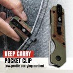 Kizer Mini Militaw Pocket Knife for EDC, 2.82'' D2 Blade Folding Knife, Brown & Green G10 Handle Small EDC Knife with Pocket Clip, Camping Hunting Knife for Men Women Gift V3634SM2