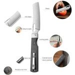 SENBON 440 Stainless Steel Sharp Pocket Folding Chef Knife Peeling Utility Knife Fruit Knife Carbon Fiber Handle Camping Barbecue Outdoor Kitchen Knife with Back Clip