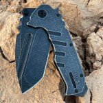 NEWOOTZ AUS-8 Blade Stone Wash Steel Handle Outdoor Camping Pocket Folding Knife EDC Portable Climbing Sharp