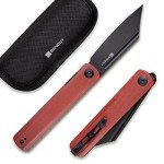 SENCUT Bronte Folding Pocket Knife with Front Flipper Opener, 3.38 Inch Blade Burgundy G10 Handle SA08D