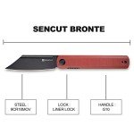 SENCUT Bronte Folding Pocket Knife with Front Flipper Opener, 3.38 Inch Blade Burgundy G10 Handle SA08D