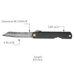 Hitdudu Folding Pocket Knife, 3" Damascus 8Cr14MoⅤ Steel Blade, 3.8" Handle Japanese Small EDC Knife for Men Women, Sharp Camping Survival Hiking Knives