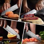 Ompusos Chef Knife 8 Inch, Super Sharp Pro Japanese Kitchen Knives, Damascus Chefs Knife VG-10 High Carbon Stainless Steel, Ergonomic Wooden Handle Cooking Knife, Gift Box for Family & Restaurant
