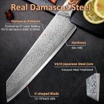 Ompusos Chef Knife 8 Inch, Super Sharp Pro Japanese Kitchen Knives, Damascus Chefs Knife VG-10 High Carbon Stainless Steel, Ergonomic Wooden Handle Cooking Knife, Gift Box for Family & Restaurant
