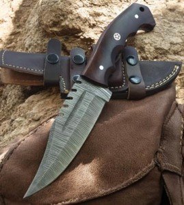 Poshland TR-42 Custom Handmade Damascus Steel Tactical Knife- Perfect Grip Wood Handle