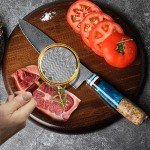 KEENZO Damascus Chef Knife 8 inch, Professional Kitchen Knives,Sharp High Carbon Stainless Steel Cooking Knife, Ergonomic Blue Resin & Natural Wood Handle with Gift Box for Home & Restaurant