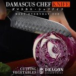 Dragon Creek Damascus Santoku Knife Sharp Japanese Chef Knife Professional Kitchen Gyuto Cleaver for Meat Vegetable Cutting Birthday Gift for Mom or Dad 7" Stainless Steel
