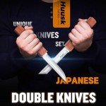 Huusk Camping Knife Fixed Blade 2 In 1 D2 Steel Japanese Samurai Knife for Men Bushcraft Knife for Outdoor Hiking Fishing