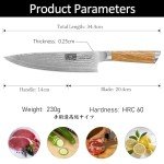 HOSHANHO Damascus Chef Knife 8 Inch, Professional 67 Layers VG-10 Super Steel Kitchen Knife, Ultra Sharp Japanese Knife with Durable Ergonomic Olive Wood Handle