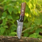 Best Merchants Knives Custom Handmade Hunting Knife Damascus Steel Survival Knife 8'' Overall Horn And Wood Handle With Sheath BM 003 Wood