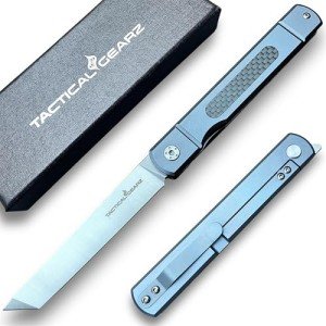 Blue Titanium Higonokami Pocket Knife with D2 Steel Blade