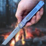 Blue Titanium Higonokami Pocket Knife with D2 Steel Blade
