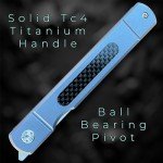 Blue Titanium Higonokami Pocket Knife with D2 Steel Blade