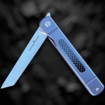 Blue Titanium Higonokami Pocket Knife with D2 Steel Blade