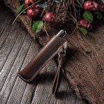 Carimee Japanese Pocket Knife- 4 Inch Slim Pocket Knife -Ball Bearing Pivot Flipper Knife, Sharp D2 Steel Tanto Blade, RoseWood Handle, Outdoor Hunting Camping Knife with Leather Case