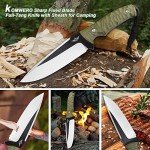 KOMWERO Fixed Blade Knife with Kydex Sheath, 4.52" Blade D2 Steel, Full Tang Knife with Green G10 Handle, Outdoor Hunting Camping Knife for Survival Hiking Bushcraft Fishing