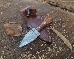 JNR Traders 6 Inch Handmade Small Damascus Knife with Sheath, 3 inch Mini Fixed Blade Knife Edc, Neck Knife, Double Edge Knife 3814