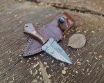 JNR Traders 6 Inch Handmade Small Damascus Knife with Sheath, 3 inch Mini Fixed Blade Knife Edc, Neck Knife, Double Edge Knife 3814