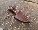 JNR Traders 6 Inch Handmade Small Damascus Knife with Sheath, 3 inch Mini Fixed Blade Knife Edc, Neck Knife, Double Edge Knife 3814