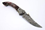 FZ-01 Handmade Damascus pocket knife for men | Folding knife with liner lock | Bushcraft knife for Fishing, Camping, Hiking | Damascus steel hunting knife | Camping Knife with Leather Sheath.