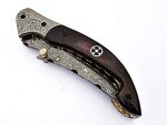 FZ-01 Handmade Damascus pocket knife for men | Folding knife with liner lock | Bushcraft knife for Fishing, Camping, Hiking | Damascus steel hunting knife | Camping Knife with Leather Sheath.