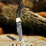 Best.Buy.Damascus1 Ultimate Folding Knife Black Buffalo Horn Pocket Knife Compact, Damascus Knife - Ideal knife for Outdoor, Survival, Hunting, Camping Knives & Everyday Use Knife Set