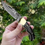 Best.Buy.Damascus1 Ultimate Folding Knife Black Buffalo Horn Pocket Knife Compact, Damascus Knife - Ideal knife for Outdoor, Survival, Hunting, Camping Knives & Everyday Use Knife Set