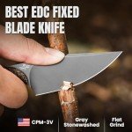 Kizer Mini Harpoon Fixed Blade Knife with Sheath, 3V Blade Hunting Knife with Micarta Handle, Camping Fixed Blade Small EDC Knife for Hiking, Survival 1040SM1