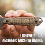 Kizer Mini Harpoon Fixed Blade Knife with Sheath, 3V Blade Hunting Knife with Micarta Handle, Camping Fixed Blade Small EDC Knife for Hiking, Survival 1040SM1