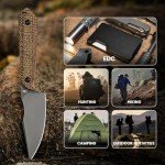 Kizer Mini Harpoon Fixed Blade Knife with Sheath, 3V Blade Hunting Knife with Micarta Handle, Camping Fixed Blade Small EDC Knife for Hiking, Survival 1040SM1