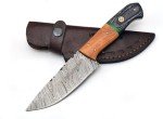 Damascus Knives Custom Handmade Hunting Knife- Best Damascus Steel Blade Skinning Knife- Fixed Blade Hunting Knife With Leather Sheath Belt Loop (Black Handle 9" Knife)