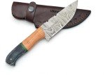 Damascus Knives Custom Handmade Hunting Knife- Best Damascus Steel Blade Skinning Knife- Fixed Blade Hunting Knife With Leather Sheath Belt Loop (Black Handle 9" Knife)