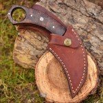 Crafted Folding Design Damascus steal Hunting Knife - Fixed Blade knife Rosewood Handle with Leather Sheath - Ideal for Skinning Camping Outdoors