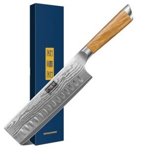 HOSHANHO Damascus Nakiri Knife 6.5 Inch, Super Sharp Damascus VG-10 Japanese Kitchen Knife, Cleaver and Vegetable Knife with Ergonomic Olive Wood Handle