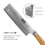 HOSHANHO Damascus Nakiri Knife 6.5 Inch, Super Sharp Damascus VG-10 Japanese Kitchen Knife, Cleaver and Vegetable Knife with Ergonomic Olive Wood Handle