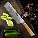 HOSHANHO Damascus Nakiri Knife 6.5 Inch, Super Sharp Damascus VG-10 Japanese Kitchen Knife, Cleaver and Vegetable Knife with Ergonomic Olive Wood Handle