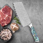 KEENZO Damascus Meat Cleaver Knife 7 inch, Professional Chef Knife, Sharp Hand-Forged Kitchen Knives,Japanese 67-Layers Damascus Steel Butcher Knife,Ergonomic Handle with Gift Box