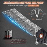 AUBEY Damascus Pocket Knife, 3.34" Damascus Steel Hollow Grind Blade, Folding Knife with Ball Bearing, Aluminum Handle, EDC Knife for Outdoor Camping Hunting