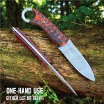 Hunting Knife Damascus Steel EDC Fixed Blade Bushcraft Knife, Full Tang Scout Carry Knife with Leather Sheath, Ideal for Skinning Outdoor Camping, Hunting, Hiking, Survival Knives (Damascus Knife)