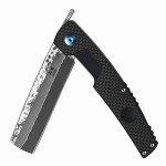 Miki Handmade Damascus Steel Japanese Razor Pocket Folding Knife,Sharp Razor (Carbon Fiber Handle)
