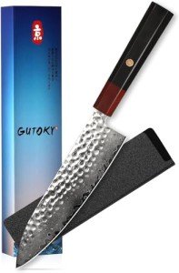 Gutoky 8 Inch Japanese Damascus Chef Knife, VG-10 67 Layers with Natural Hammered Pattern Kitchen Knives, Professional Rosewood Full Tang Handle