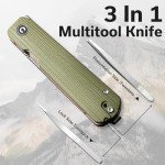 CIVIVI Sendy 3 in 1 Multitool Pocket Knife with Tweezers and Toothpick, Ben Petersen Designed Folding Knife for EDC Camping Daily Use, for Men Women C21004B-1