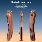 CIVIVI Bluetick Folding Knife for EDC, Pocket Knife with 3.47" Damascus Blade Guibourtia Wood Handle, Utility Knife for Outdoors Indoors C23050-DS1